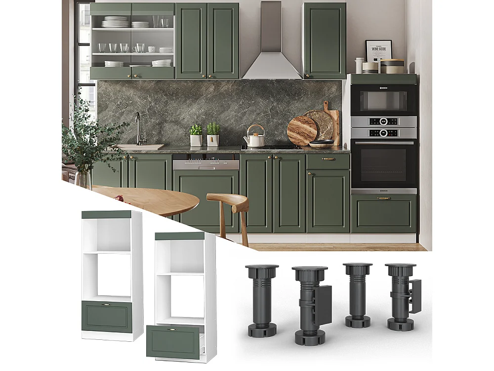 Armoire micro-ondes vert or campagne 60x58.1x153.6 fame-line