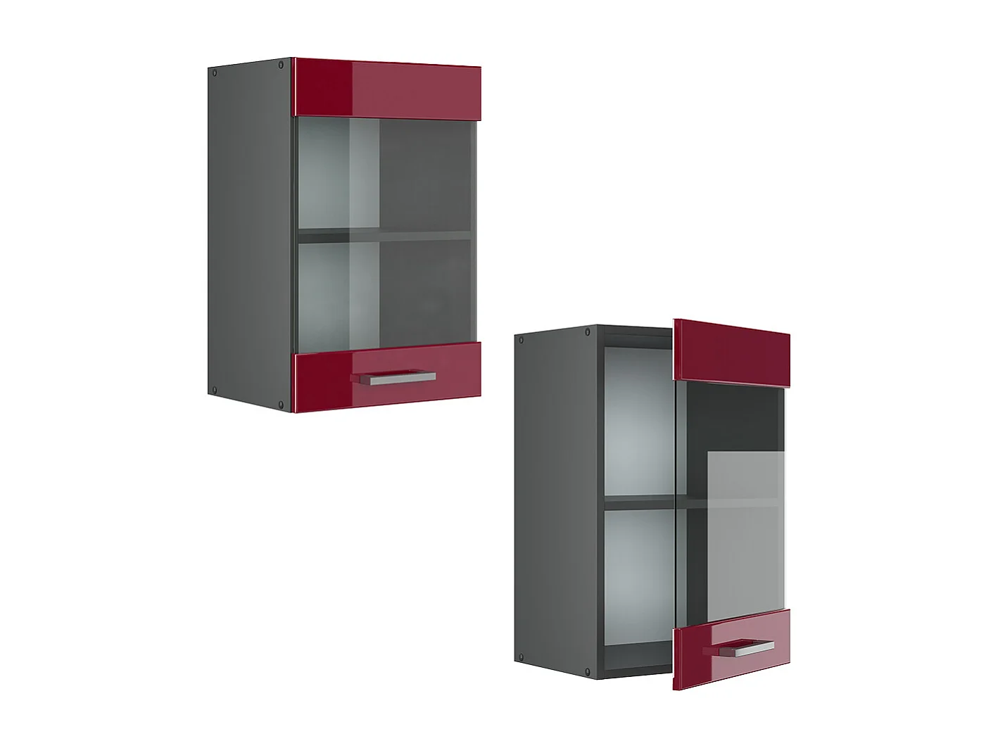 Armario de cocina con vidrio rojo de alto brillo 40x31x60 r-line