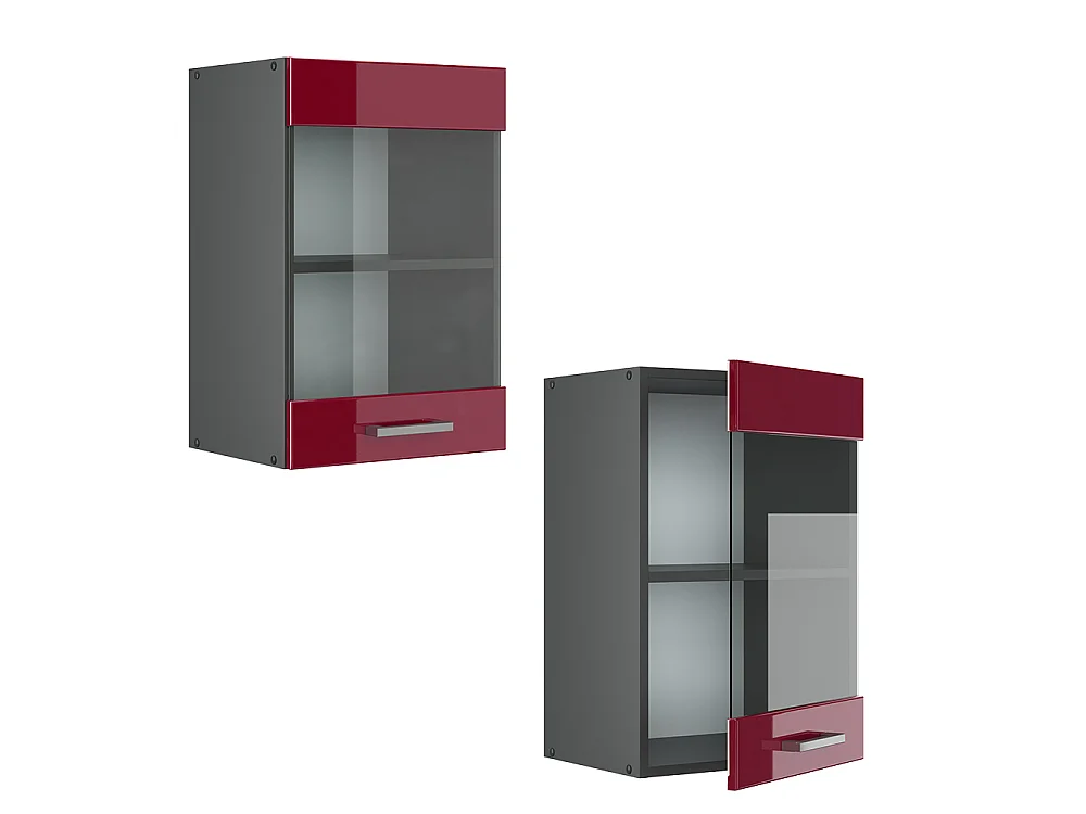 Glazen keukenkast rode hoogglans 40x31x60 r-line
