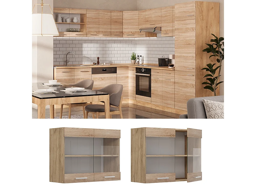 Küchenglasschrank sonoma 80x31x60 r-line