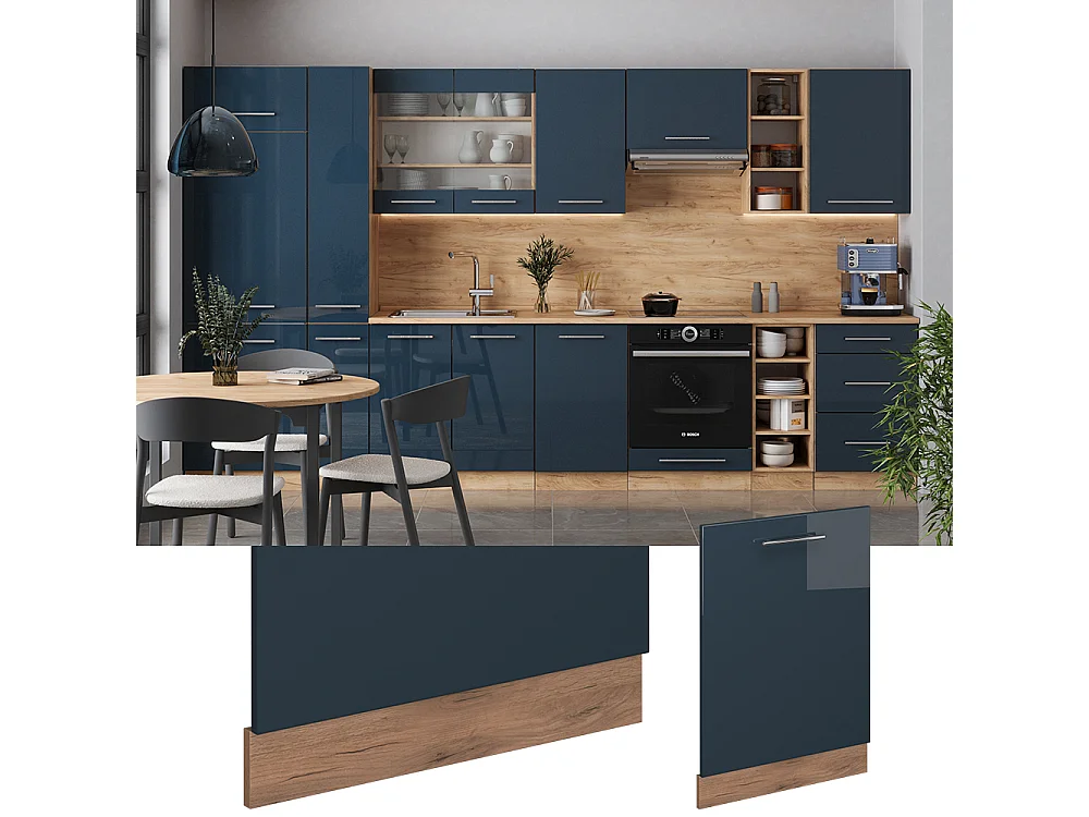 Diskmaskinens frontpanel mörkblå högblank 60x1.6x81.8 fame-line