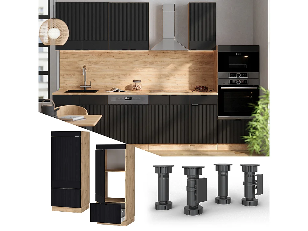 Armoire micro-ondes noir rayé 60x58.1x153.6 fame-line