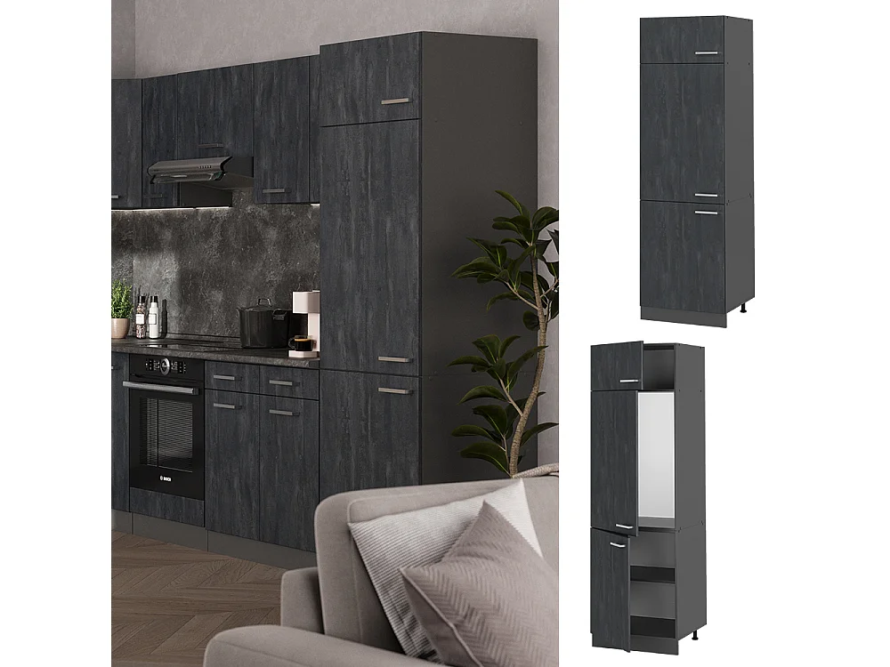 Armoire pour frigo béton noir 60x57.2x206.8 r-line
