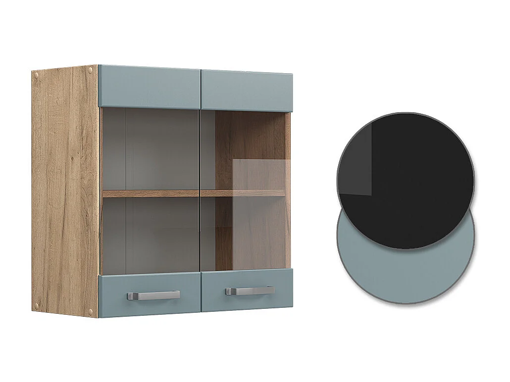 Armario de cocina con vidrio gris azulado 60x31x60 r-line