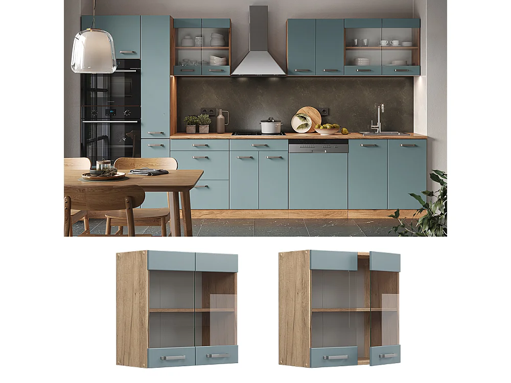 Armoire en verre bleu-gris 60x31x60 r-line