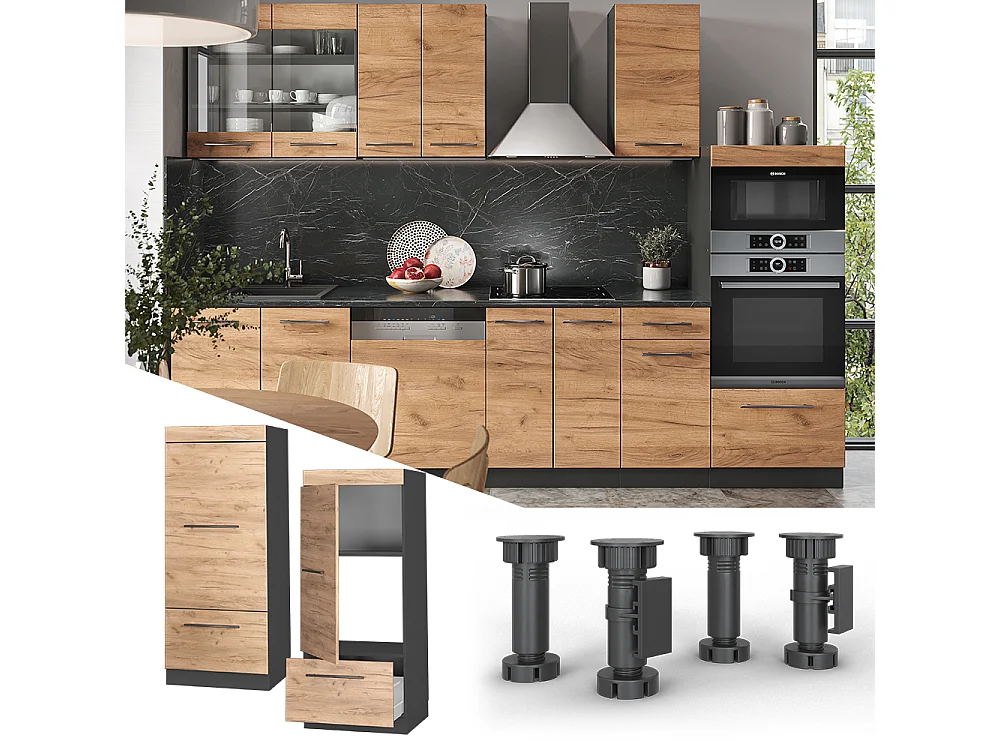 Armoire micro-ondes chêne de force doré 60x58.1x153.6 fame-line