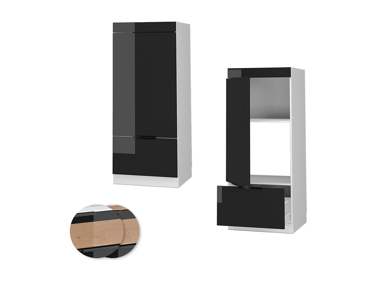 Armoire micro-ondes chêne noir brillant 60x58.1x153.6 fame-line