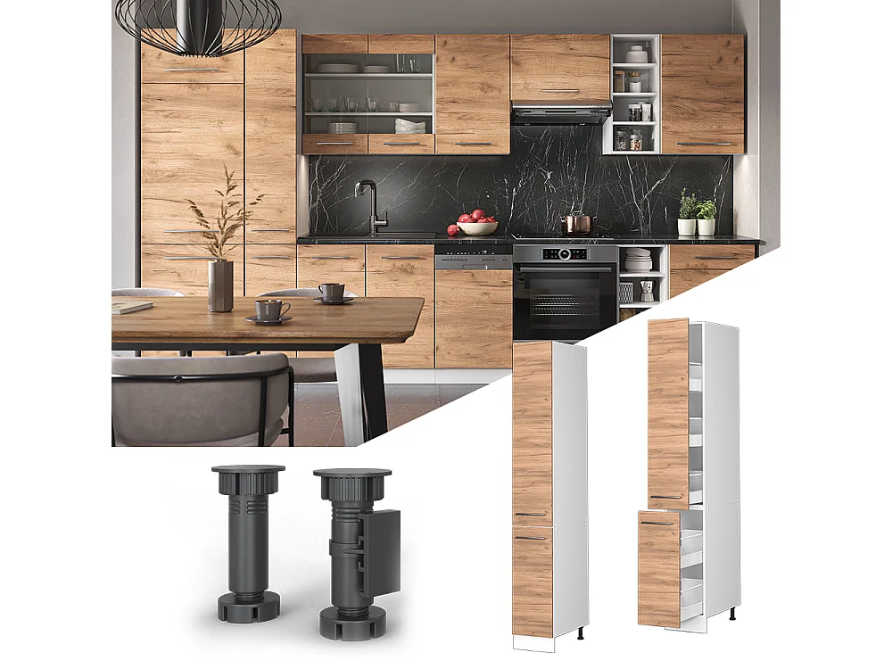 Meuble haute de cuisine chêne de force doré 30x58x206.8 fame-line