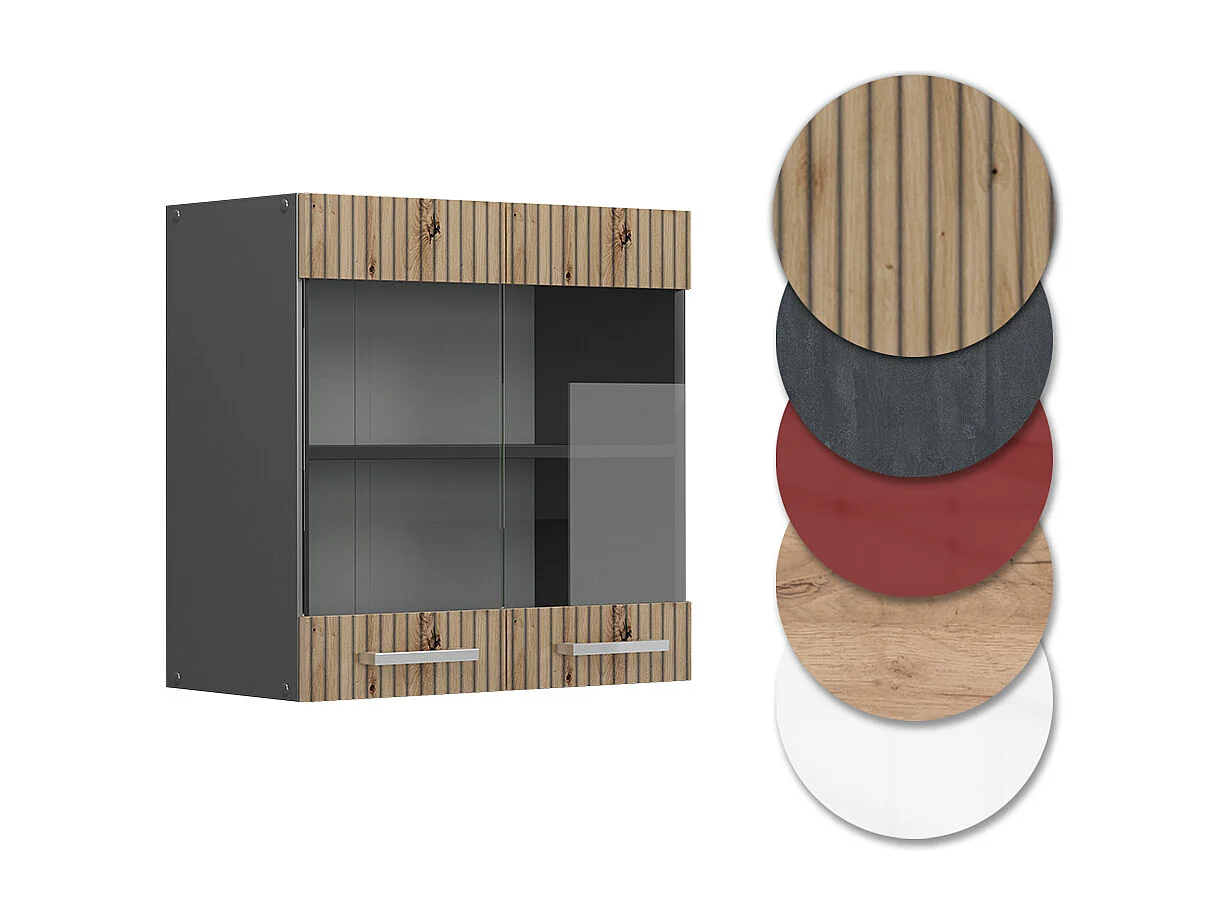 Glazen keukenkast artisanaal eiken 60x31x60 r-line