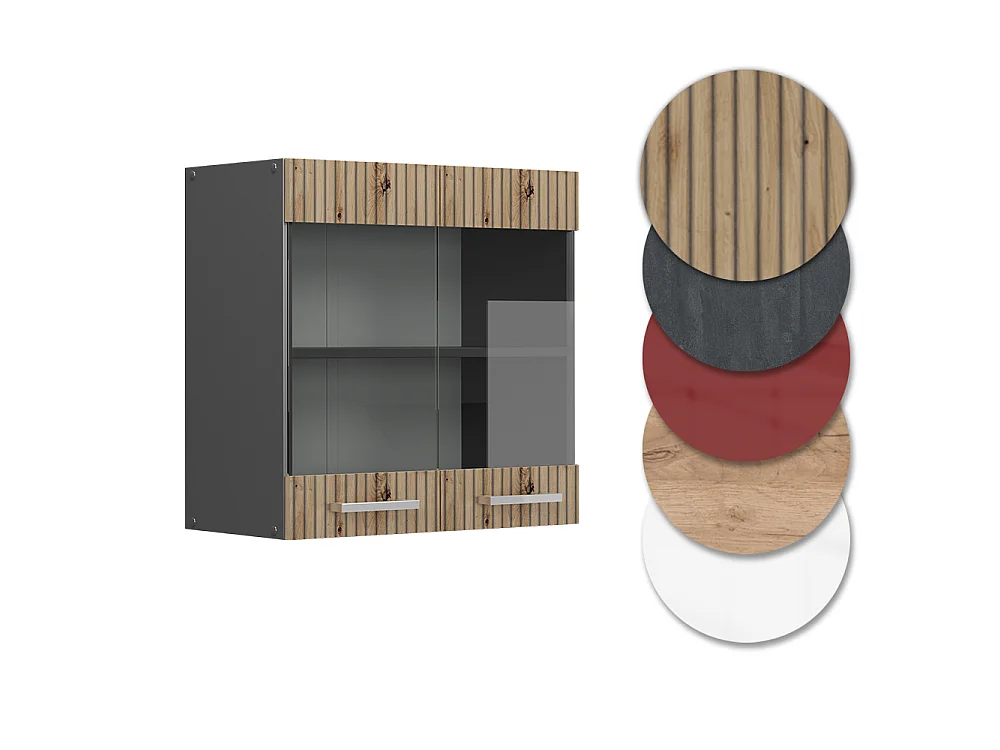 Glass kitchen cabinet artisan oak 60x31x60 r-line