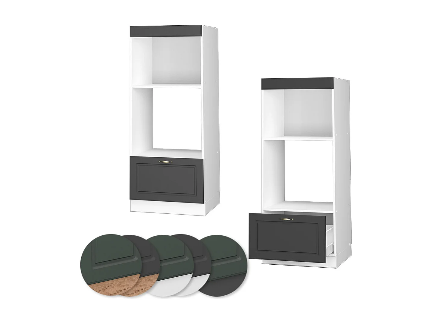 Armario para microondas antracita-oro landhaus 60x58.1x153.6 fame-line