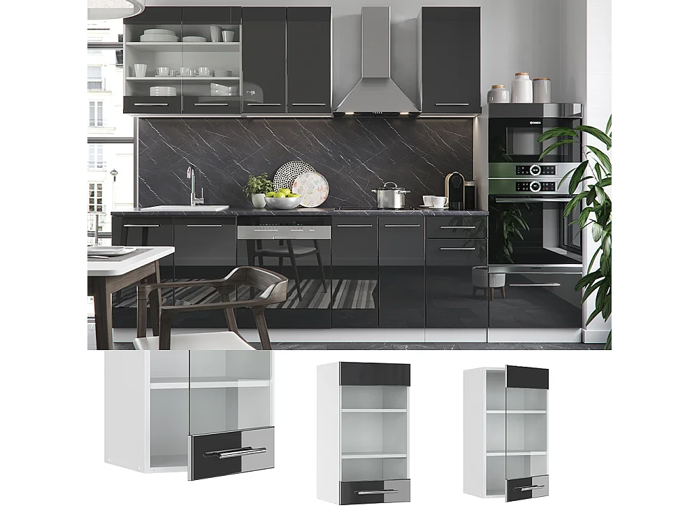 Mobile da cucina in vetro antracite lucido 40x34.1x72 fame-line
