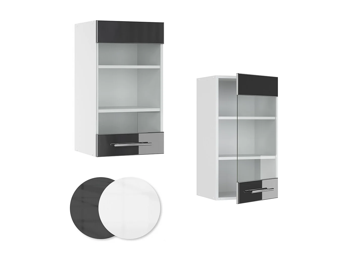 Armoire en verre anthracite haute brillance 40x34.1x72 fame-line