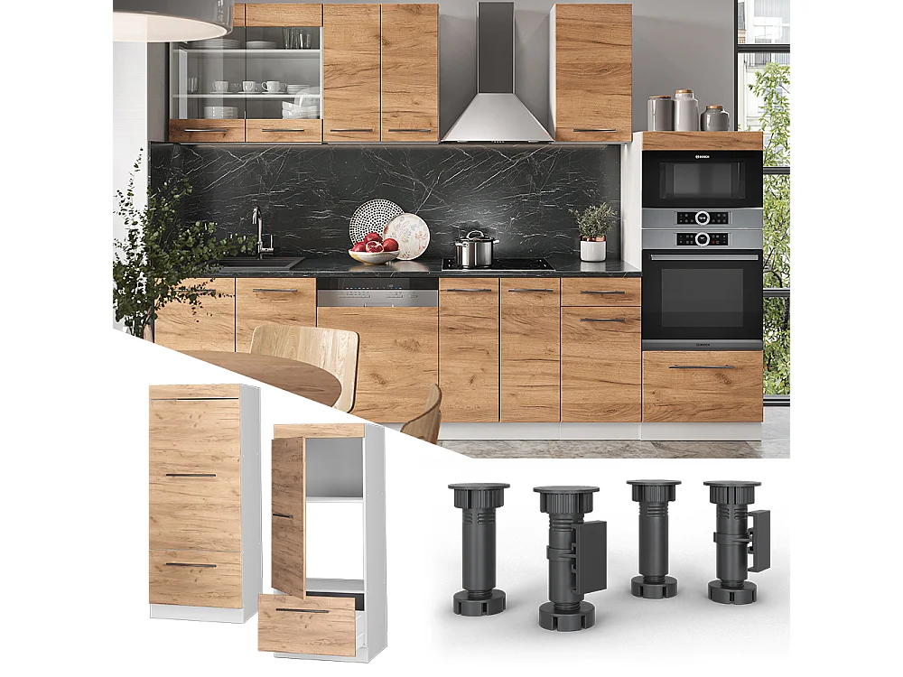 Armoire micro-ondes chêne de force doré 60x58.1x153.6 fame-line