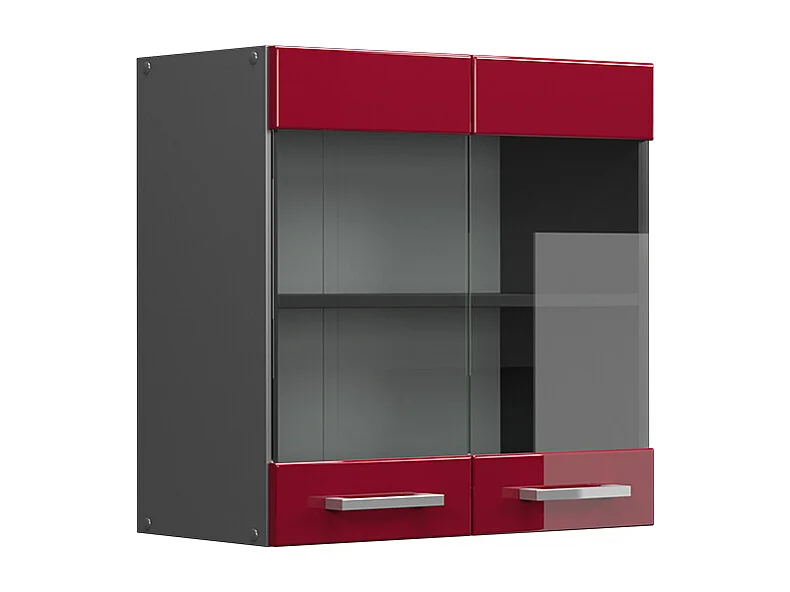 Armario de cocina con vidrio rojo de alto brillo 60x31x60 r-line