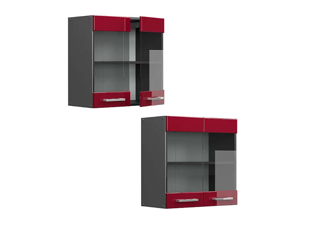 Mobile da cucina in vetro rosso lucido 60x31x60 r-line