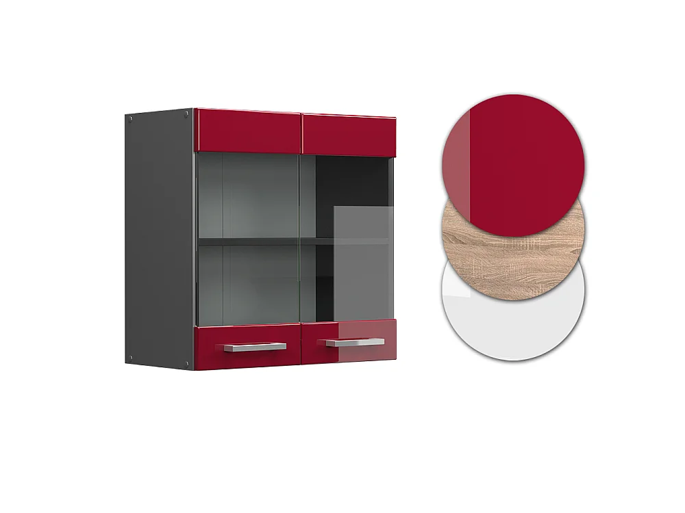 Mobile da cucina in vetro rosso lucido 60x31x60 r-line