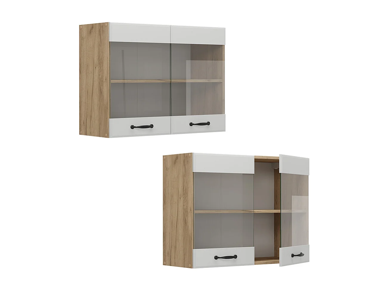 Armario de cocina con vidrio blanco casa de campo 80x31x60 r-line