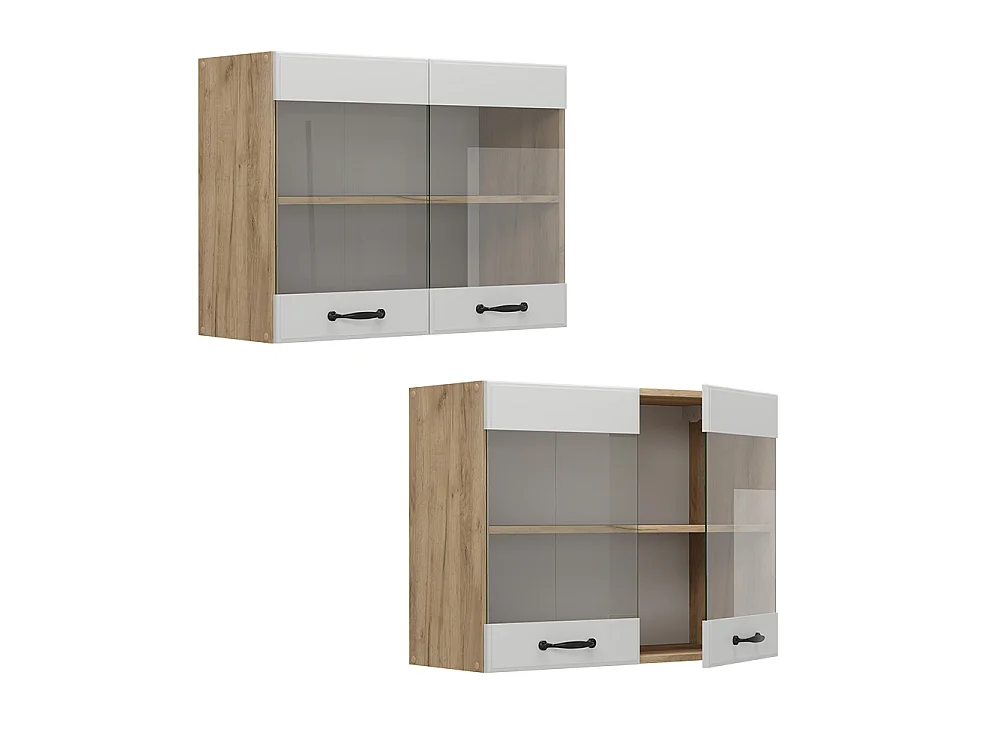 Glass kitchen cabinet white country house 80x31x60 r-line