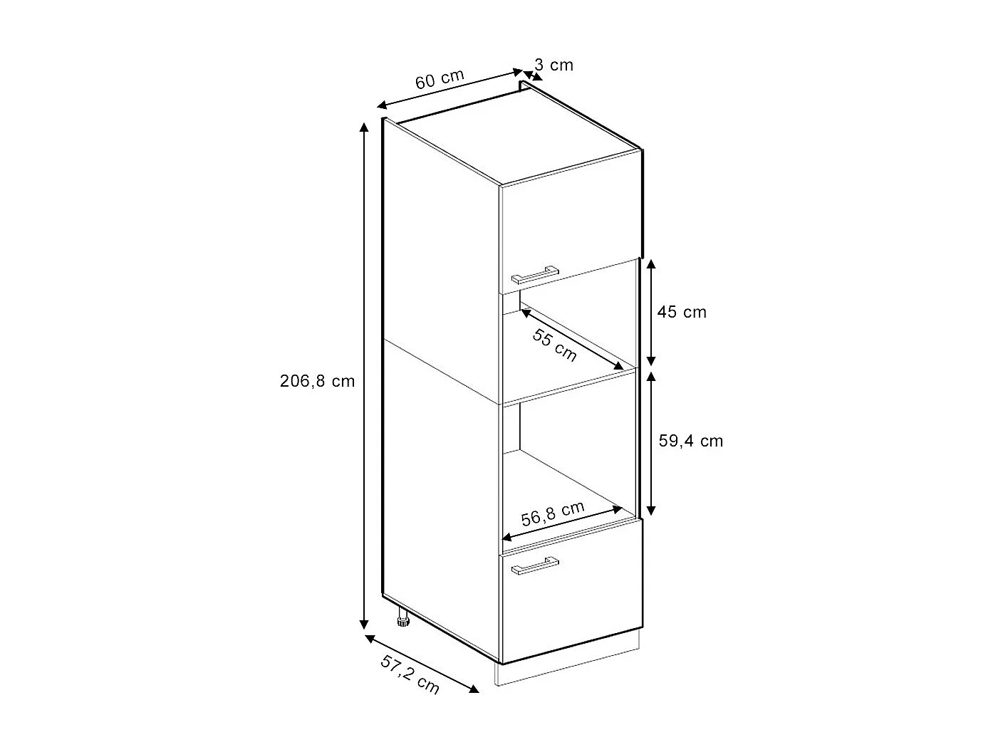 Armoire micro-ondes chêne de force doré 60x57.2x206.8 r-line