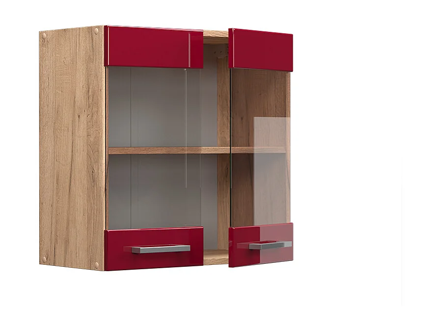 Armario de cocina con vidrio rojo de alto brillo 60x31x60 r-line