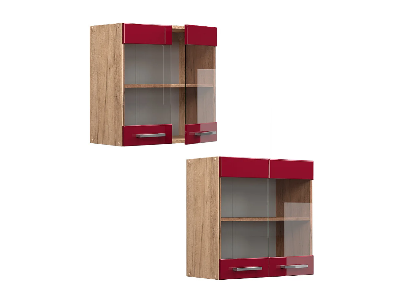 Armario de cocina con vidrio rojo de alto brillo 60x31x60 r-line