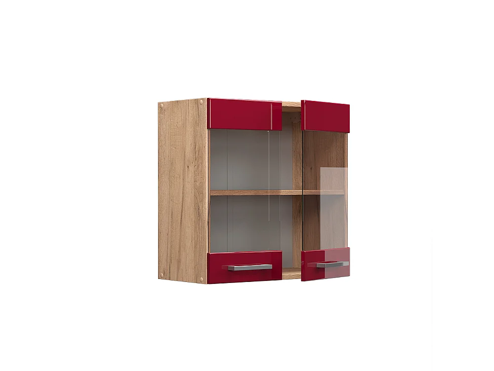 Armario de cocina con vidrio rojo de alto brillo 60x31x60 r-line