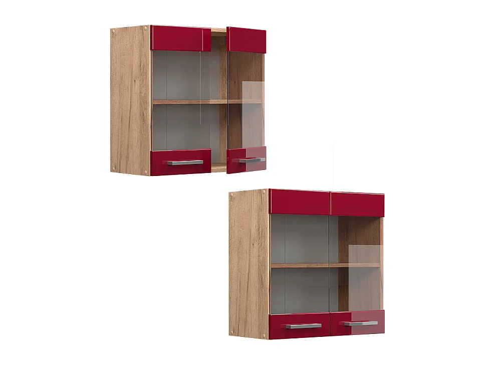 Armario de cocina con vidrio rojo de alto brillo 60x31x60 r-line