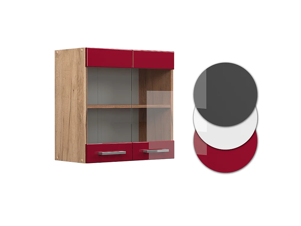 Armario de cocina con vidrio rojo de alto brillo 60x31x60 r-line