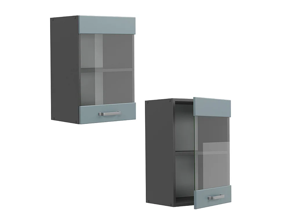 Glazen keukenkast blauw-grijs 40x31x60 r-line