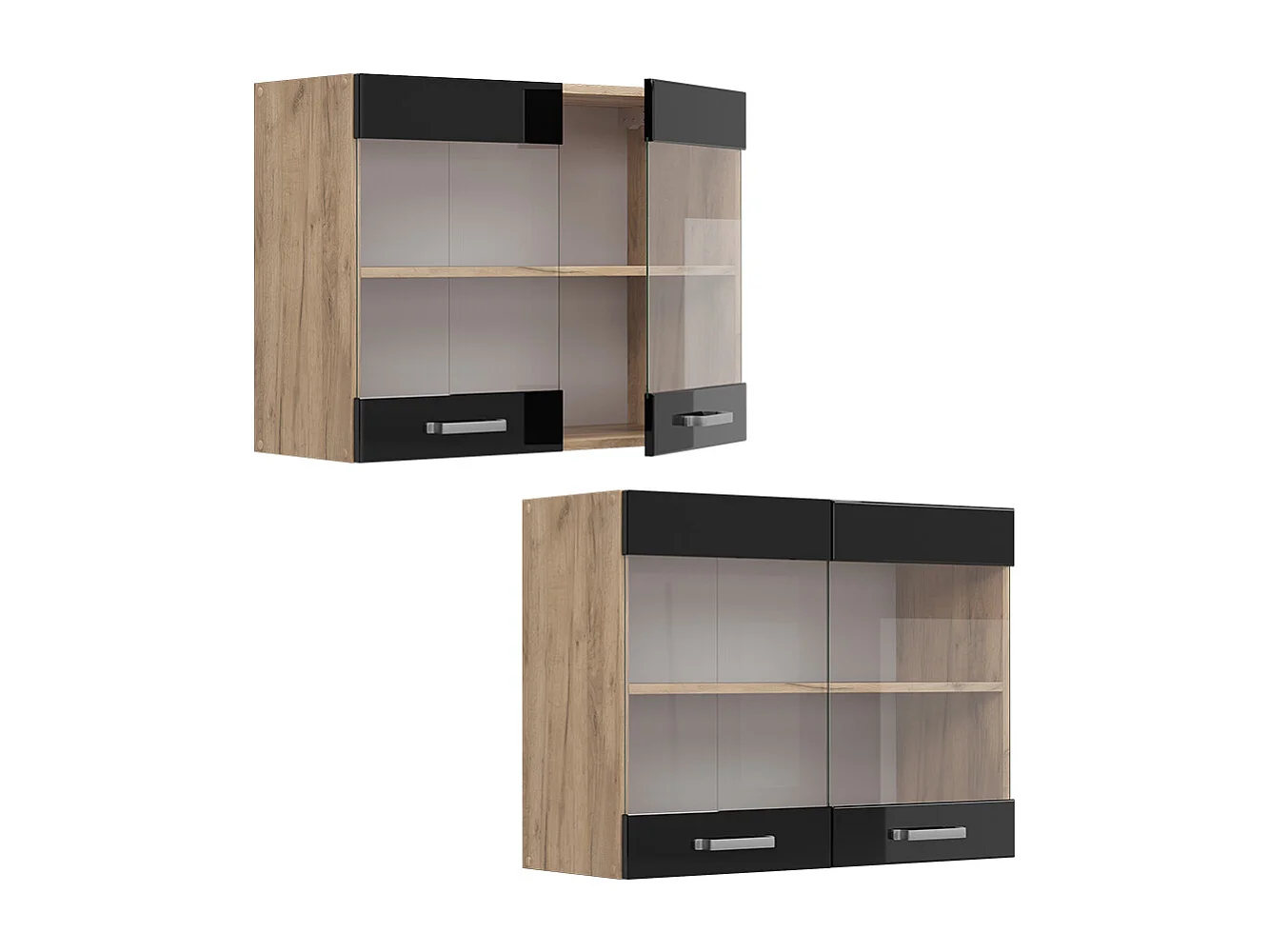 Armario de cocina con vidrio negro brillo intenso 80x31x60 r-line