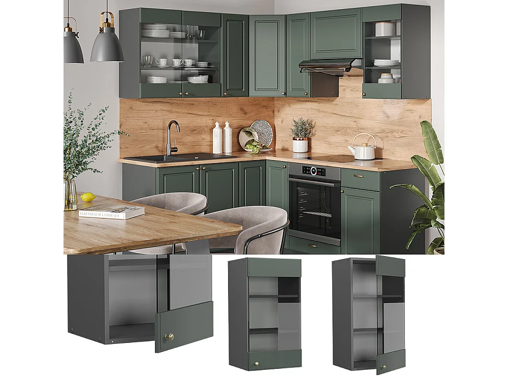 Armoire en verre vert or campagne 40x34.1x72 fame-line