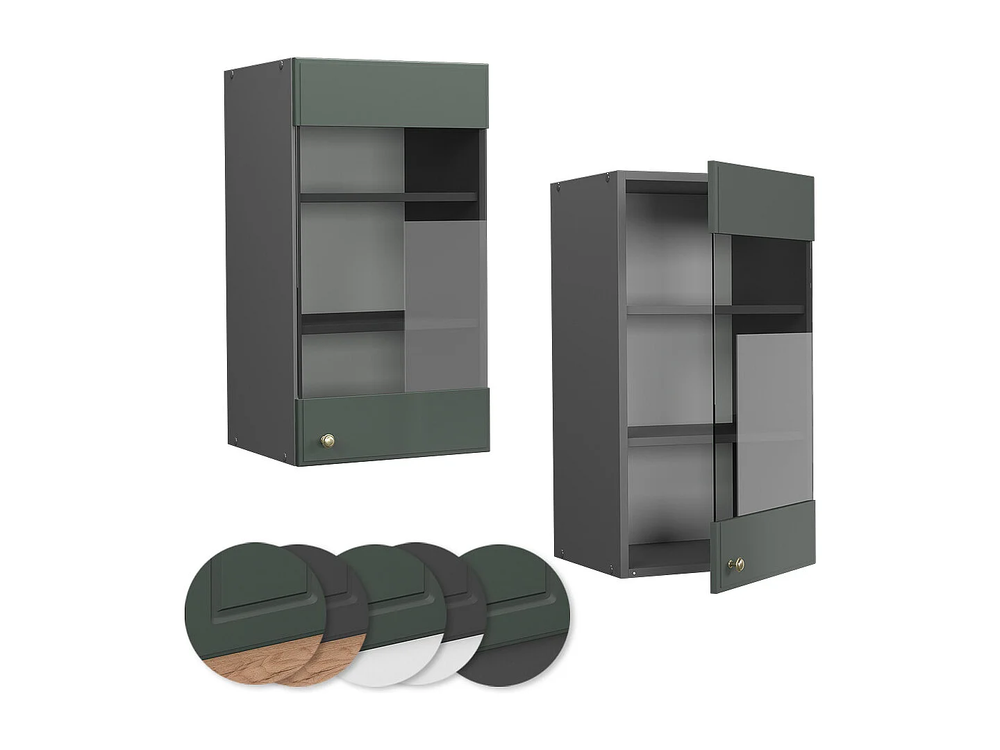 Armoire en verre vert or campagne 40x34.1x72 fame-line