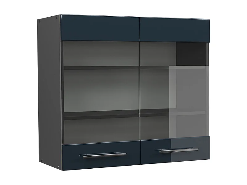 Armario de cocina con vidrio azul oscuro alto brillo 80x34.1x72 fame-line