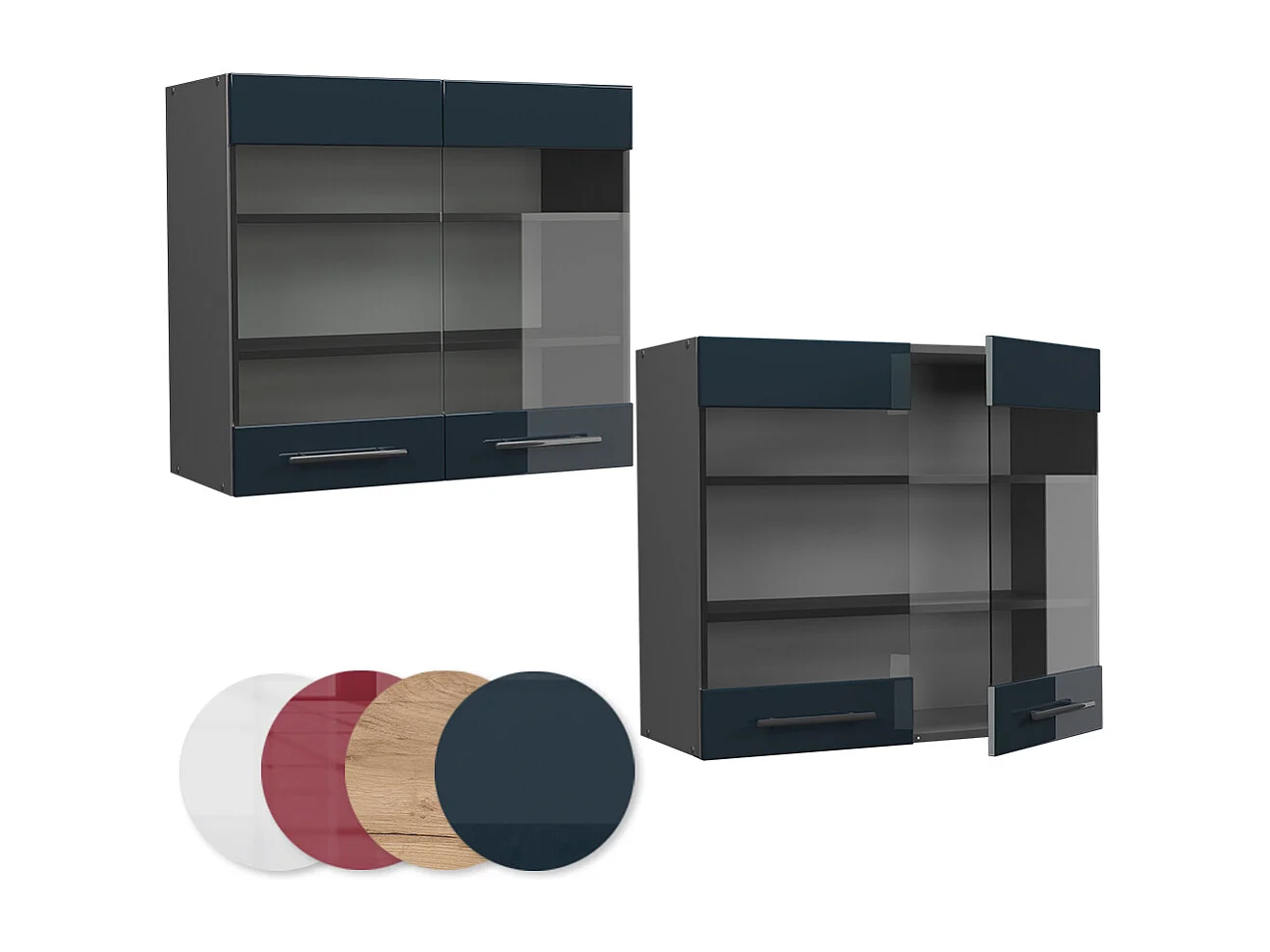 Armoire en verre bleu foncé brillant 80x34.1x72 fame-line