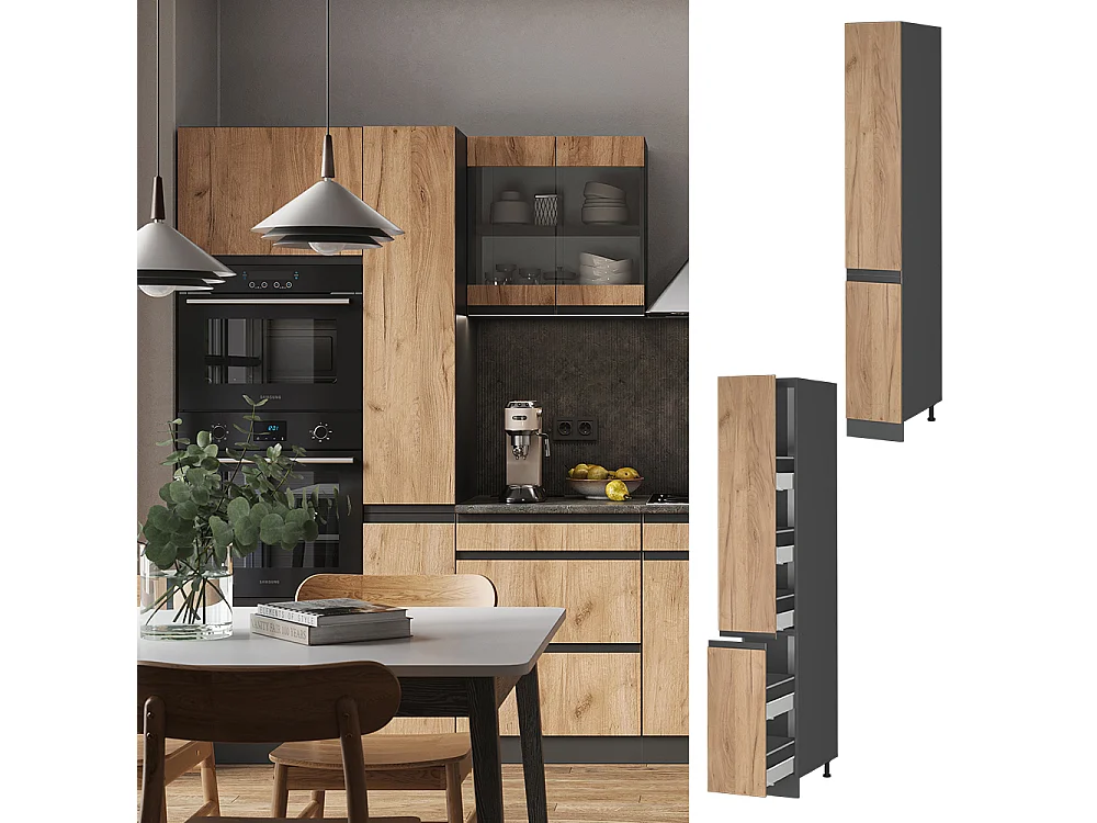 Meuble haute de cuisine chêne de force doré 30x57.2x206.8 r-line