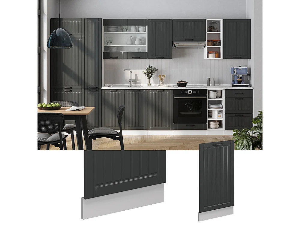 Façade de lave-vaisselle anthracite campagne 45x1.6x81.8 fame-line