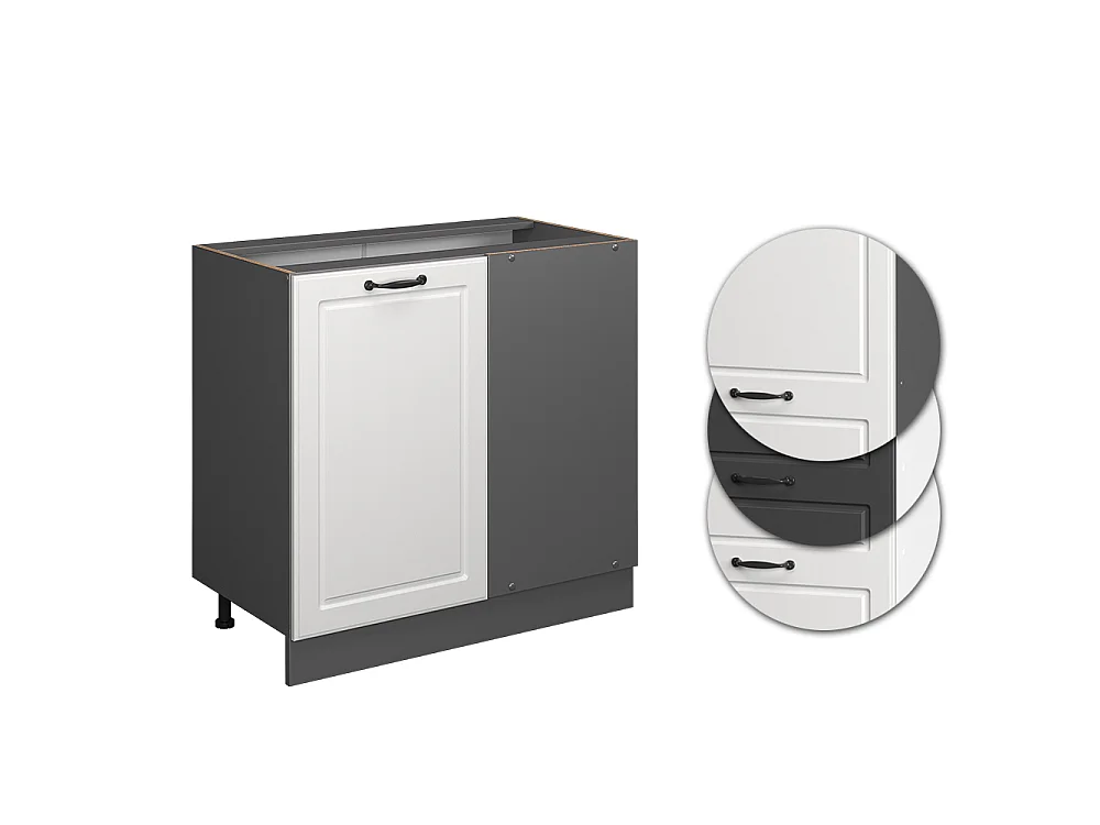 Hjørneskab hvid landhus 86x46x81.6 r-line