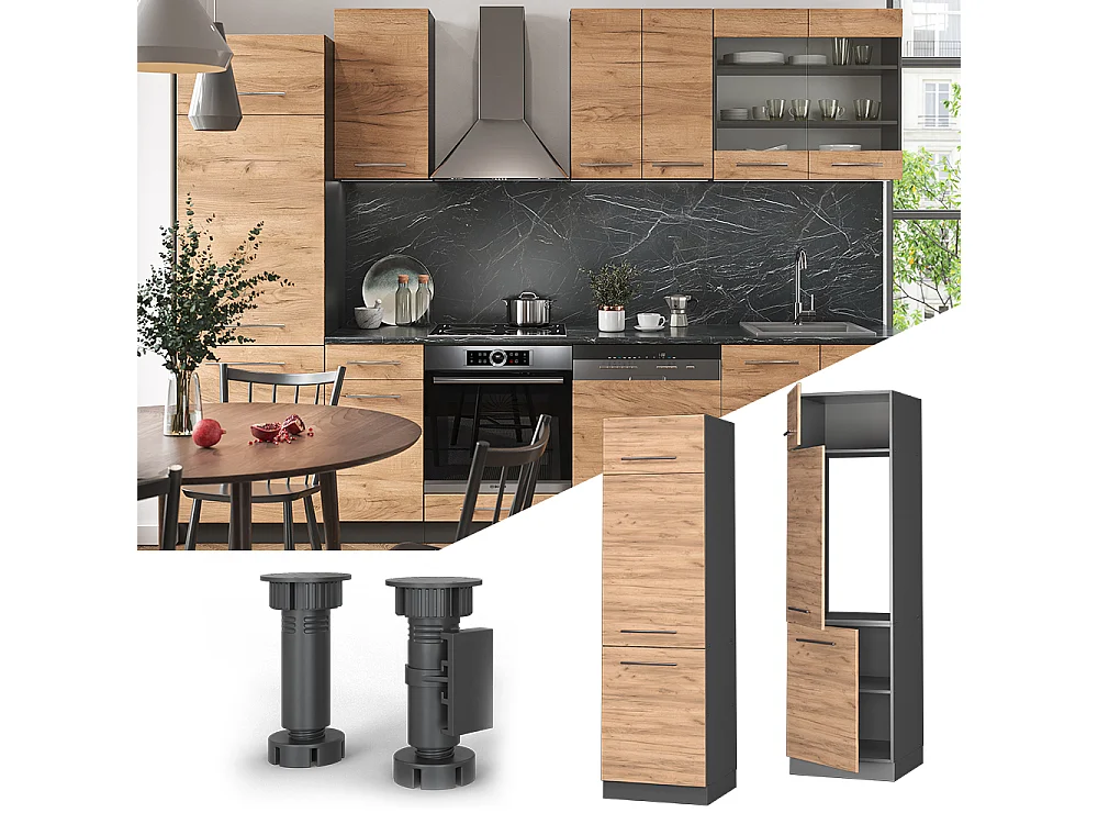 Armario para frigorífico empotrado roble dorado 60x58.1x206.8 fame-line