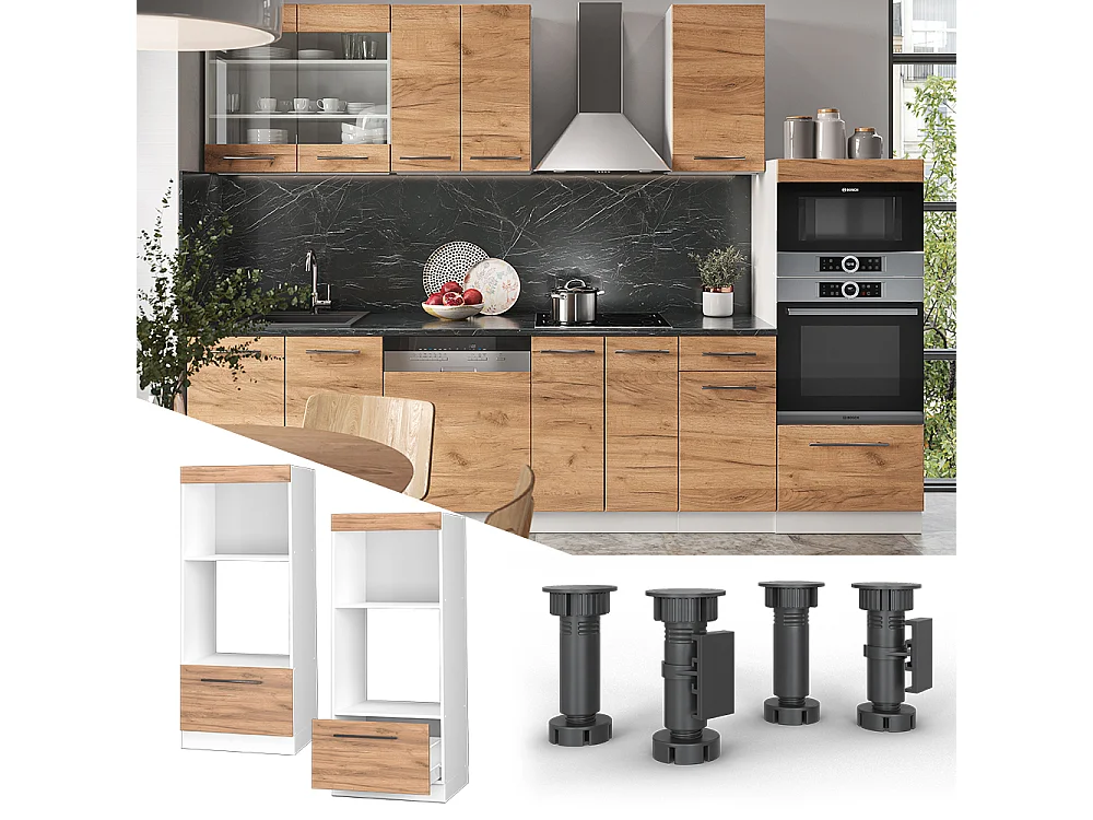 Armoire micro-ondes chêne de force doré 60x58.1x153.6 fame-line