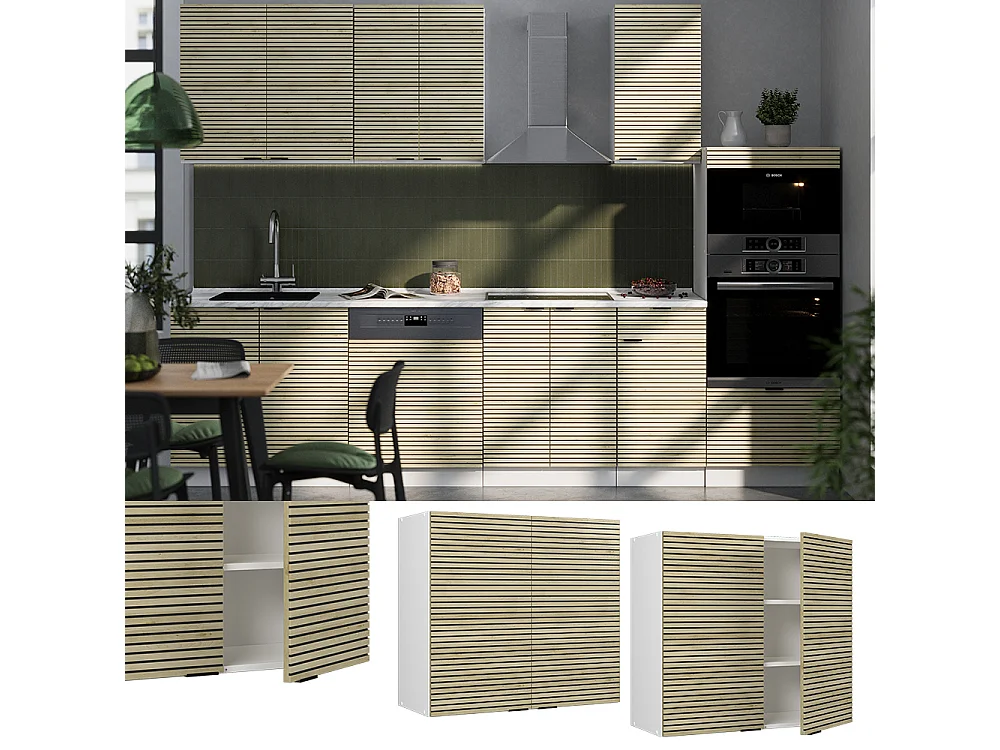 Glazen keukenkast eiken paneel 80x34.1x72 fame-line