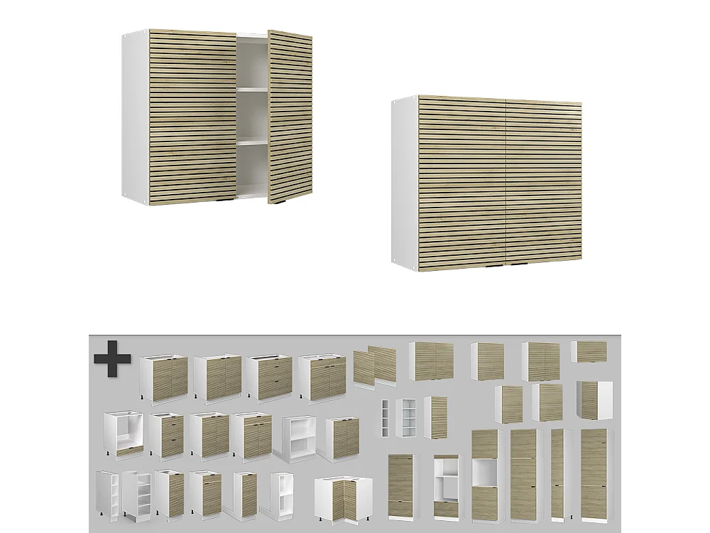 Elément haut de cuisine panneau en chêne/blanc 80x34.1x72 fame-line