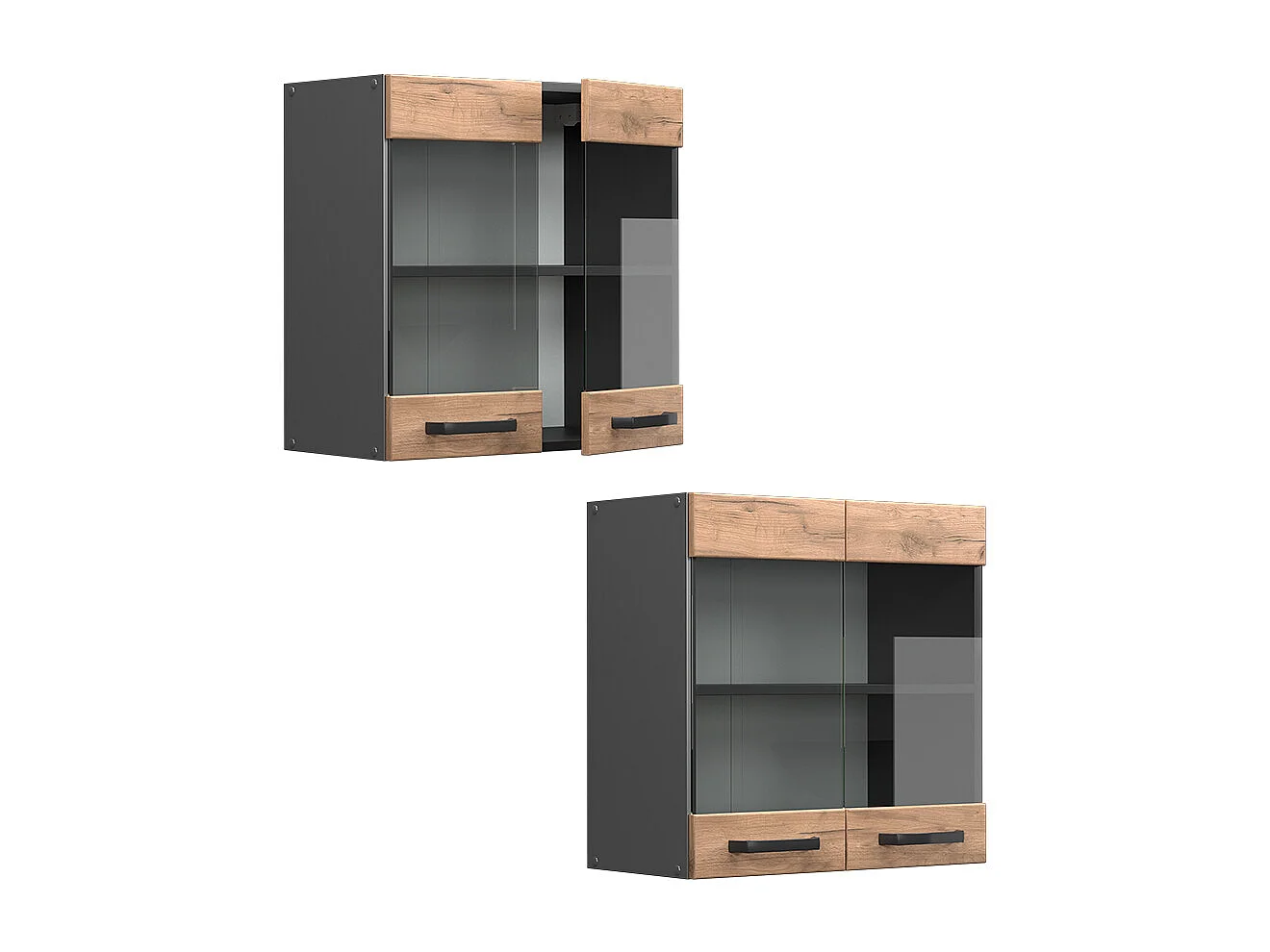 Glazen keukenkast krachtige eik goud 60x31x60 r-line