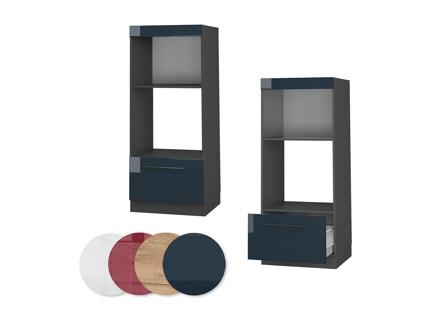 Armoire micro-ondes bleu foncé brillant 60x58.1x153.6 fame-line