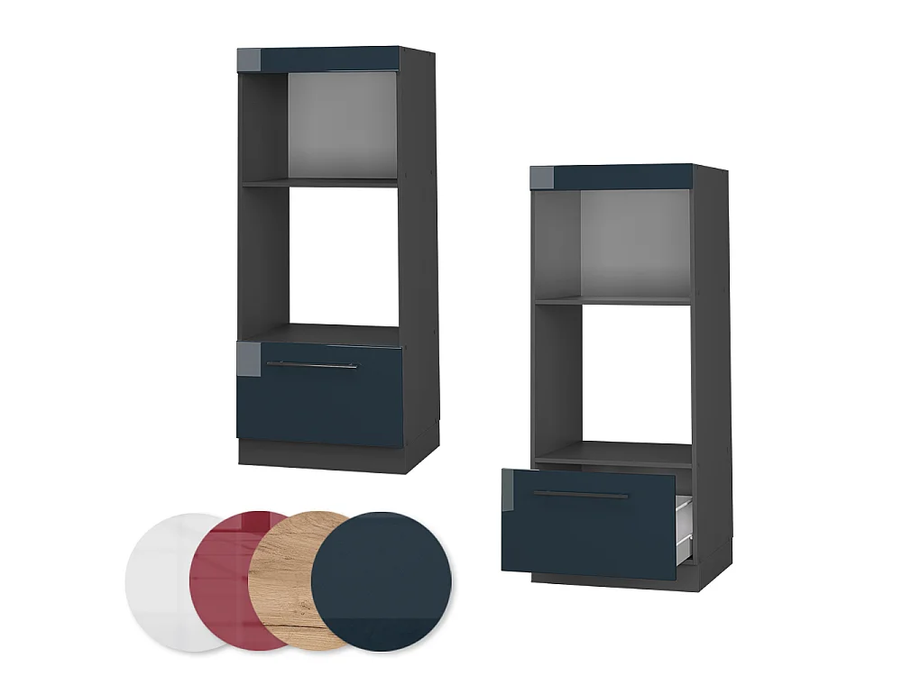 Armoire micro-ondes bleu foncé brillant 60x58.1x153.6 fame-line