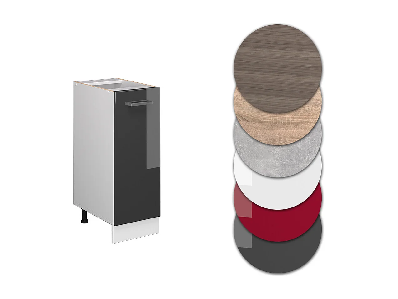 Meuble de cuisine anthracite haute brillance 30x46x81.6 r-line