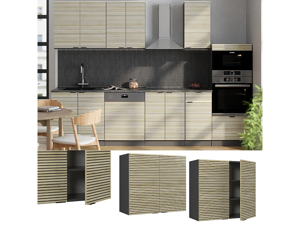 Glazen keukenkast eiken paneel 80x34.1x72 fame-line