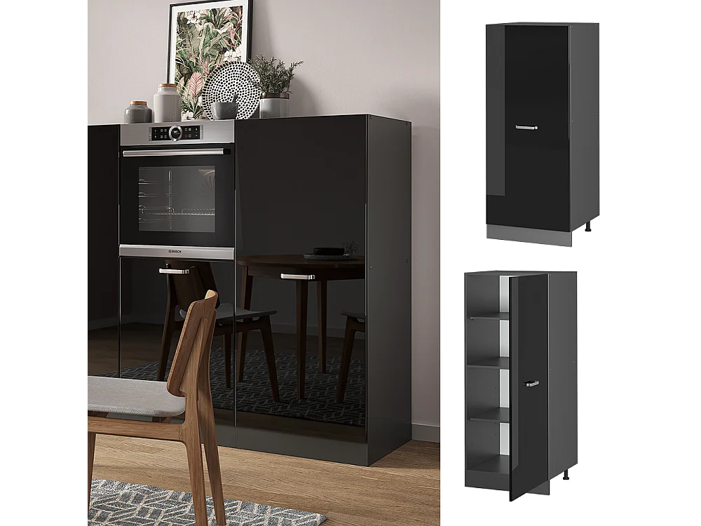 Armario alto negro brillo intenso 60x57x143 r-line