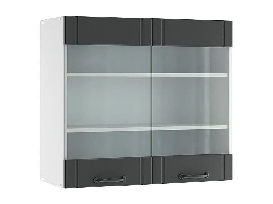 Glazen keukenkast antraciet landhuis 80x34.1x72 fame-line