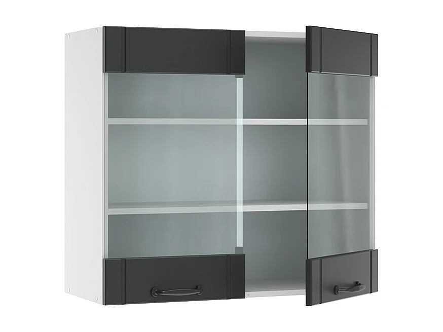 Glazen keukenkast antraciet landhuis 80x34.1x72 fame-line